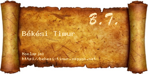 Békési Timur névjegykártya